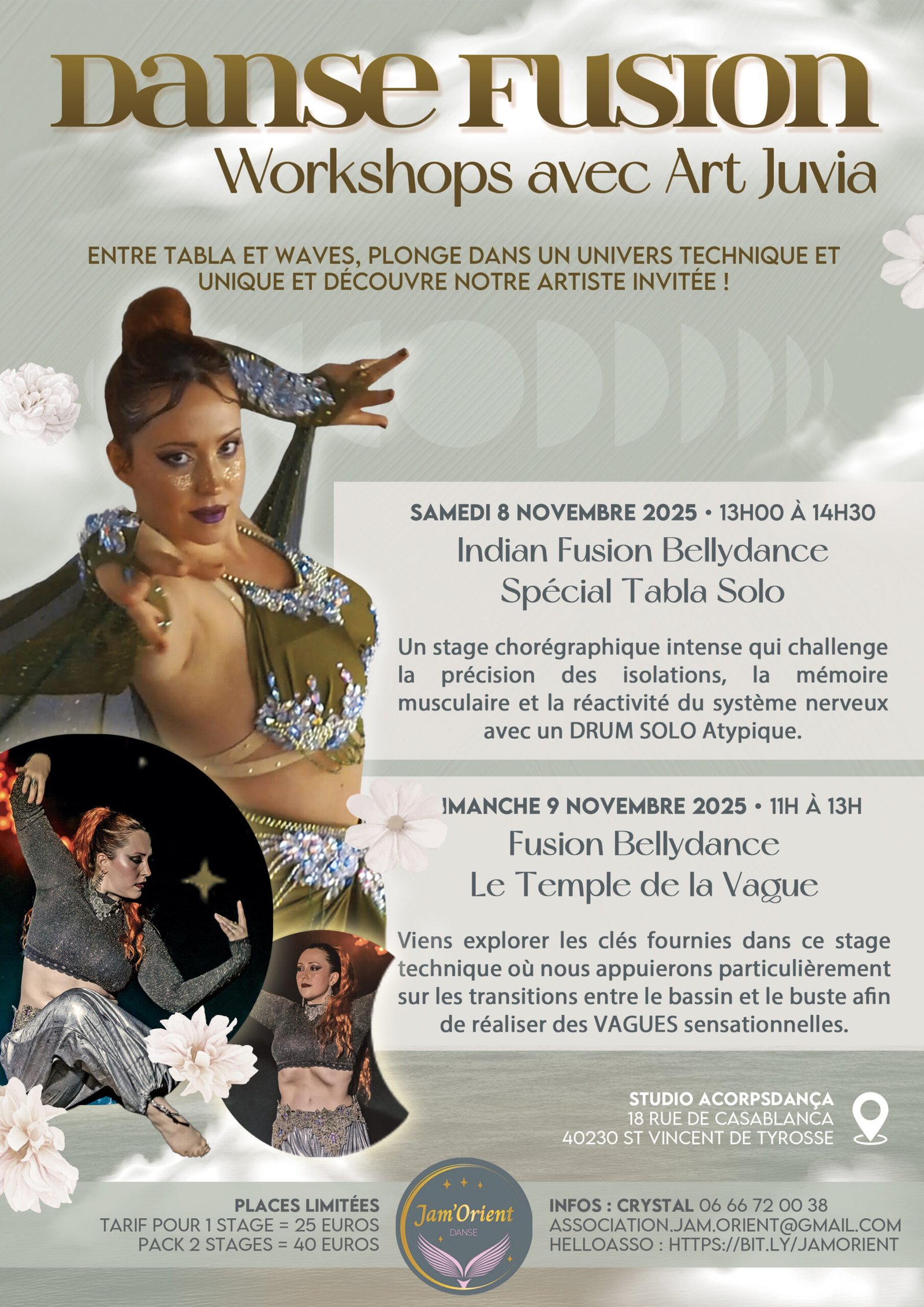 Événement organisé par Jam’Orient Danse, association dédiée à la danse orientale et aux fusions contemporaines. Ateliers, spectacles et formations pour tous les passionnés de mouvement et de créativité !